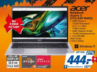 expert Techno Land acer Notebook Aspire 3 (315-24P-R4K5) Angebot