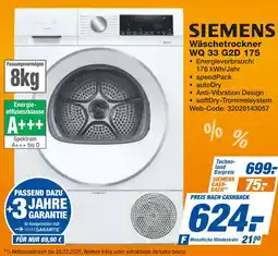 expert Techno Land SIEMENS Wäschetrockner WQ 33 G2D 175 Angebot