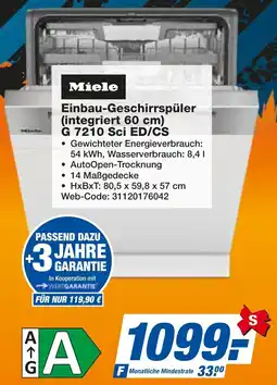 expert Techno Land Miele Einbau-Geschirrspüler (integriert 60 cm) G 7210 Sci ED/CS Angebot