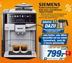 expert Techno Land SIEMENS Kaffeevollautomat EQ6 plus extraklasse TE657F03DE Angebot