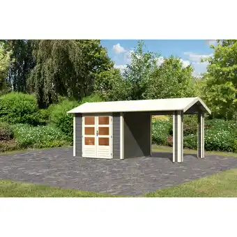 toom Baumarkt Karibu Gartenhaus 'Mylau 3' mit Anbaudach 480 x 244 x 242 cm terragrau Angebot