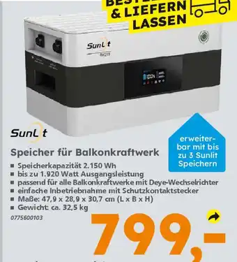 Globus Baumarkt Sunlit Speicher für Balkonkraftwerk Angebot