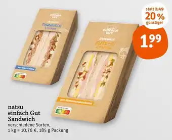 tegut Natsu einfach gut sandwich Angebot