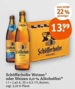 tegut Schöfferhofer weizen oder weizen 0,0 % alkoholfrei Angebot