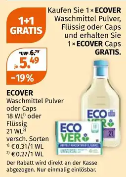 Müller Ecover waschmittel pulver, flüssig oder caps Angebot