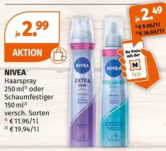 Müller Nivea haarspray oder schaumfestiger Angebot