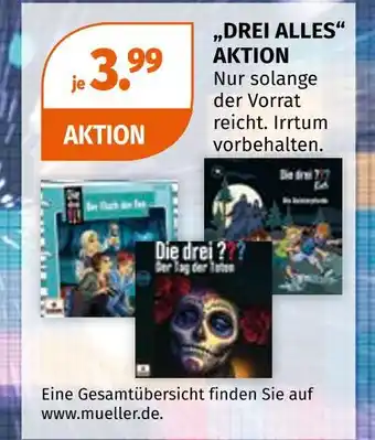 Müller Drei ??? „drei alles“ aktion Angebot