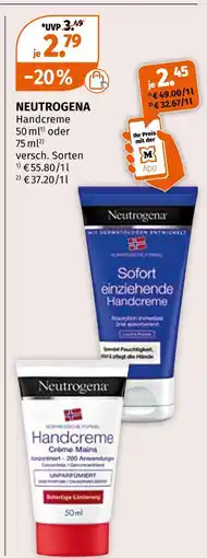 Müller Neutrogena handcreme Angebot