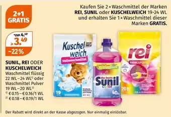 Müller Sunil oder rei oder kuschelweich waschmittel Angebot