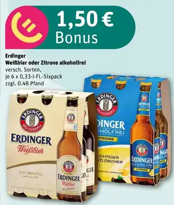 REWE Erdinger weißbier oder zitrone alkoholfrei Angebot