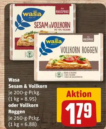 REWE Wasa sesam & vollkorn oder vollkorn roggen Angebot