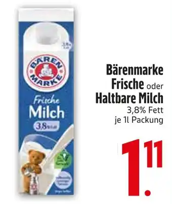 Edeka Bärenmarke frische oder haltbare milch Angebot