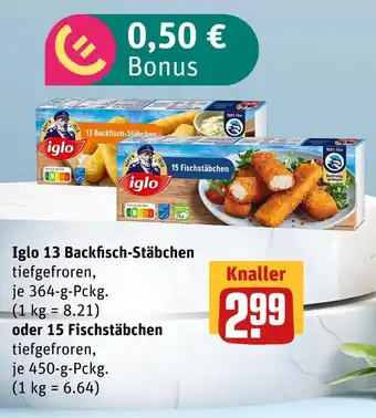 akzenta Iglo 13 backfisch-stäbchen oder 15 fischstäbchen Angebot