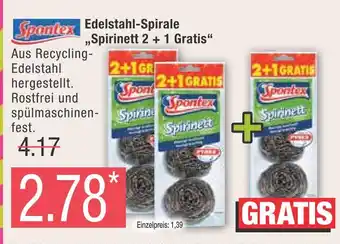 Marktkauf Spontex edelstahl-spirale „spirinett 2 + 1 gratis“ Angebot