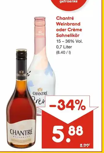 Netto Marken-Discount Chantré weinbrand oder crème sahnelikör Angebot