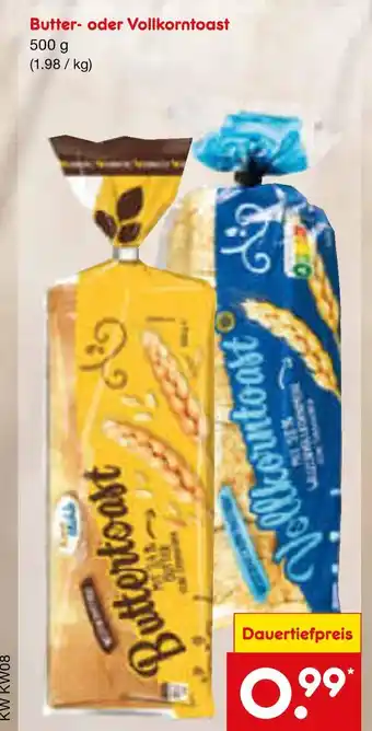 Netto Marken-Discount Buttertoast oder vollkorntoast Angebot