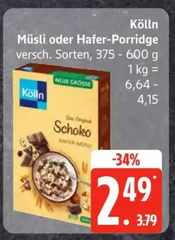 Edeka Kölln müsli oder hafer-porridge Angebot