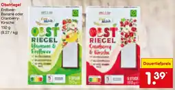 Netto Marken-Discount Obstriegel Erdbeer- Banane oder Cranberry- Kirsche Angebot