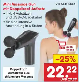 Netto Marken-Discount Vitalmaxx mini massage gun mit doppelkopf-aufsatz Angebot