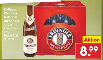 Netto Marken-Discount Erdinger weißbier hell oder alkoholfrei Angebot