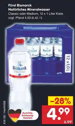 Netto Marken-Discount Fürst bismarck natürliches mineralwasser Angebot