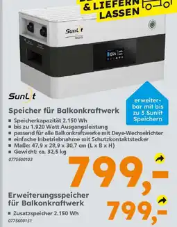 Globus Baumarkt Sunlit Erweiterungsspeicher für Balkonkraftwerk Angebot