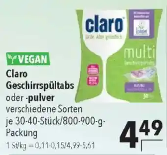 CITTI Markt Claro Geschirrspültabs oder -pulver Angebot