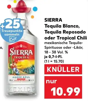 Kaufland SIERRA Tequila Blanco, Tequila Reposado oder Tropical Chili Angebot