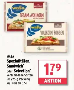 Wasgau wasa Spezialitäten, Sandwich oder Selection Angebot