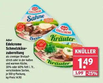 Wasgau Adler Edelcreme Schmelzkäsezubereitung Angebot