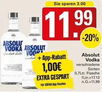 WEZ Absolut Vodka Angebot