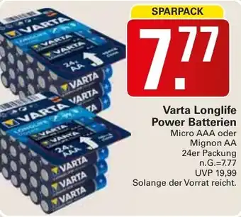 WEZ Varta Longlife Power Batterien Angebot