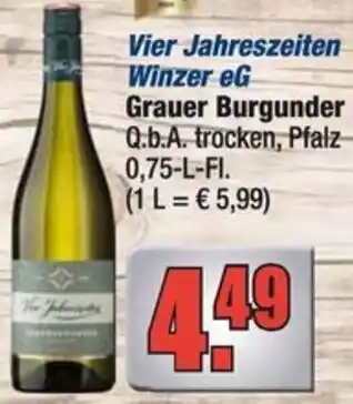 Profi Getränke Vier Jahreszeiten Winzer eG Grauer Burgunder Angebot