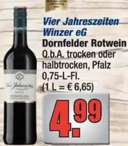 Profi Getränke Vier Jahreszeiten Winzer eG Dornfelder Rotwein Angebot