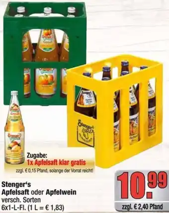 Profi Getränke Stenger's Apfelsaft oder Apfelwein Angebot