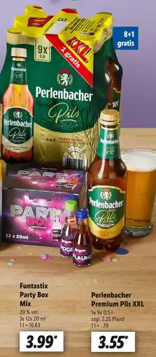 Lidl Funtastix oder perlenbacher party box mix oder premium pils xxl Angebot