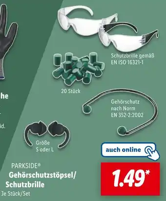 Lidl Parkside gehörschutzstöpsel/schutzbrille Angebot