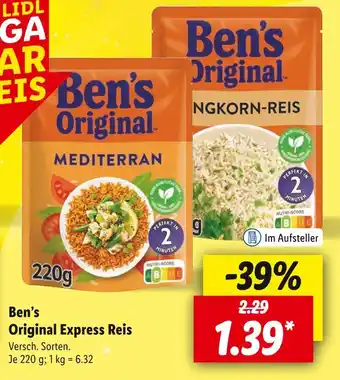 Lidl Ben’s original express reis Angebot