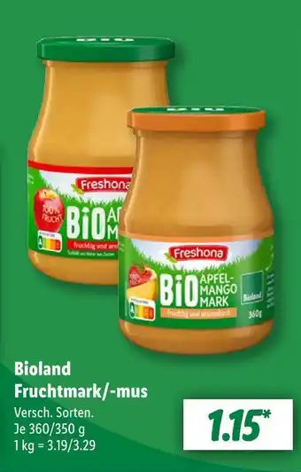 Lidl Freshona bioland fruchtmark/-mus Angebot