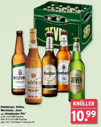 Wasgau Radeberger, Veltins, Warsteiner, Jever oder Krombacher Pils Angebot