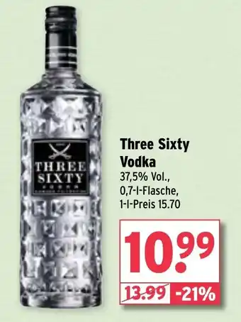 Wasgau Three Sixty Vodka Angebot