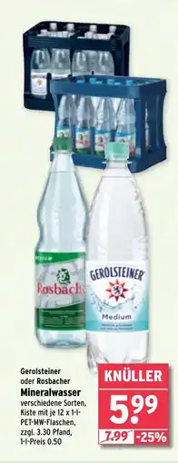 Wasgau Gerolsteiner oder Rosbacher Mineralwasser Angebot