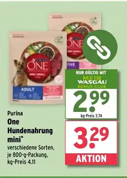 Wasgau Purina One Hundenahrung mini Angebot