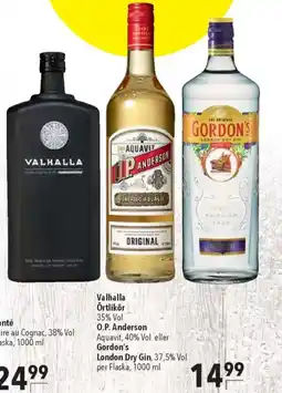 CITTI Markt Valhalla Örtlikōr 35% Vol., O.P. Anderson Aquavit, 40% Vol. eller Gordon's London Dry Gin, 37,5% Vol. Angebot