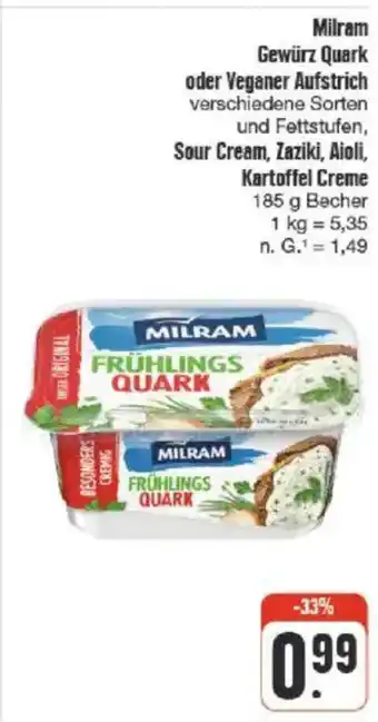 nah & gut Milram Gewürz Quark oder Veganer Aufstrich, Sour Cream, Zaziki, Aioli, Kartoffel Creme Angebot