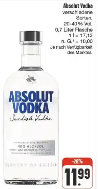 nah & gut Absolut Vodka Angebot