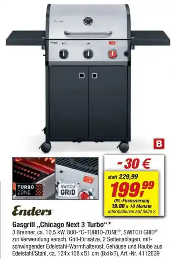 toom Baumarkt Enders Gasgrill,,Chicago Next 3 Turbo"* Angebot