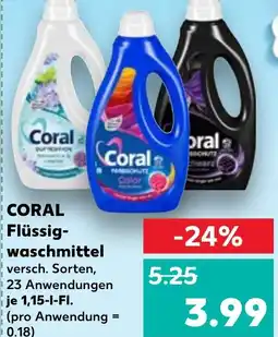 Kaufland CORAL Flüssig- waschmittel Angebot