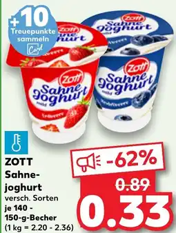 Kaufland ZOTT Sahne- joghurt Angebot