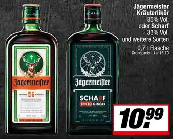 L. STROETMANN GROSSMARKT Jägermeister Kräuterlikör oder Scharf Angebot